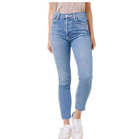 Agolde Women's High Rise Slim Fit Jeans - Blue - Picture 3 of 10